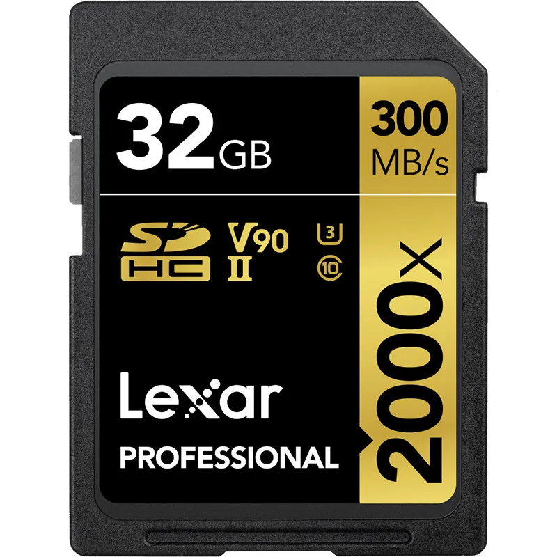 100% Original Lexar 128GB 64GB SDXC Card U3 32GB SDHC Card 2000X UHS-II 300MB/s High Speed Flash Memory For 3D 4K video Camera