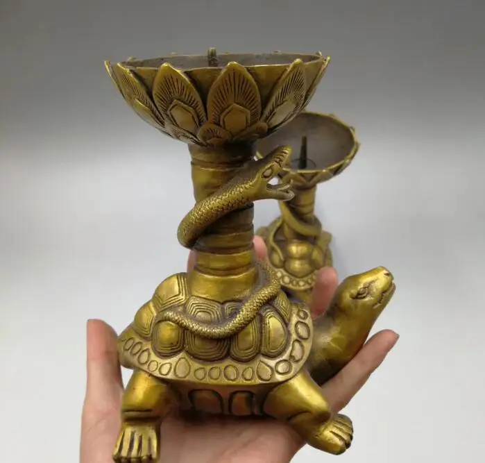 Китайская коллекция archaize бронзовый подсвечник подставка статуя пара | Дом и сад