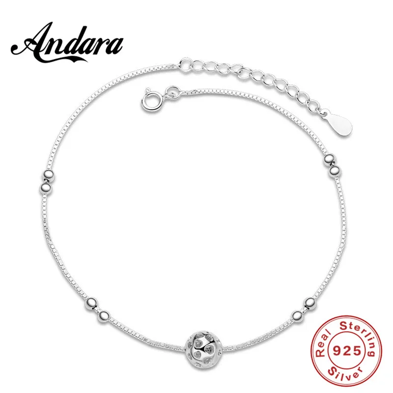 

100%925 Sterling Silver Anklet Lucky Exquisite Ball Anklet Summer Style Jewelry Woman Charm Jewelry