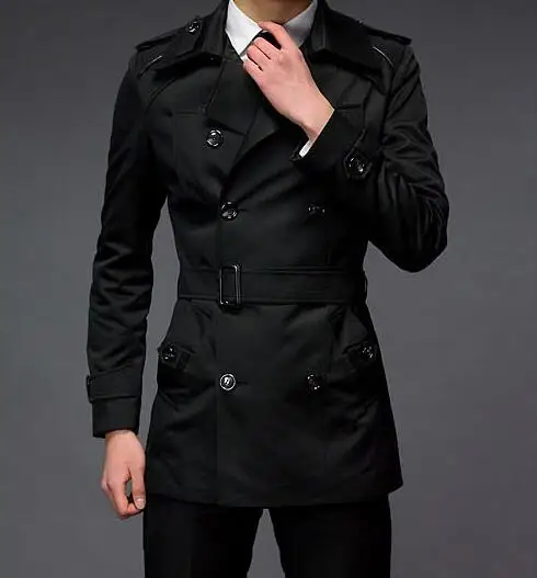 

M-2XL HOT / Spring Men New Fashion Paragraph Dust Coat Grows In The Double-breasted Coat Of Cultivate One's Morality