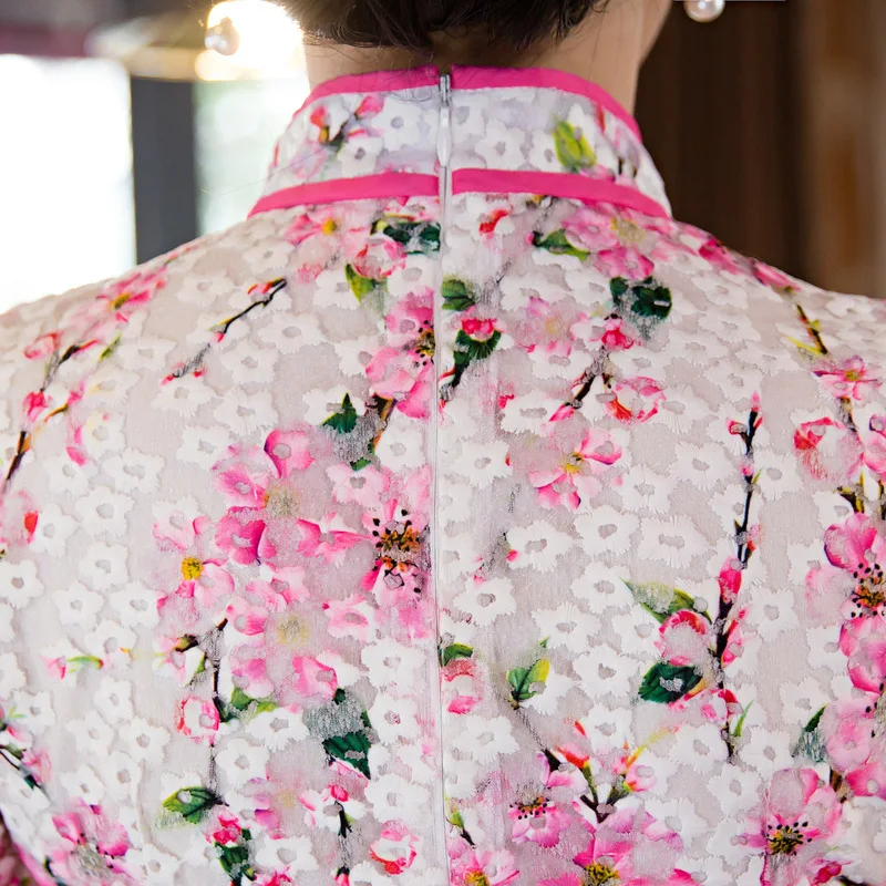 Женское длинное платье Ципао Cheong-sam кружевное реформирующее вьетнамское