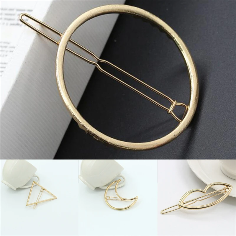 New Brand Hairpins Triangle Moon Hair Pin Jewelry Lip Round Clip For Women Barrettes Head Accessories |