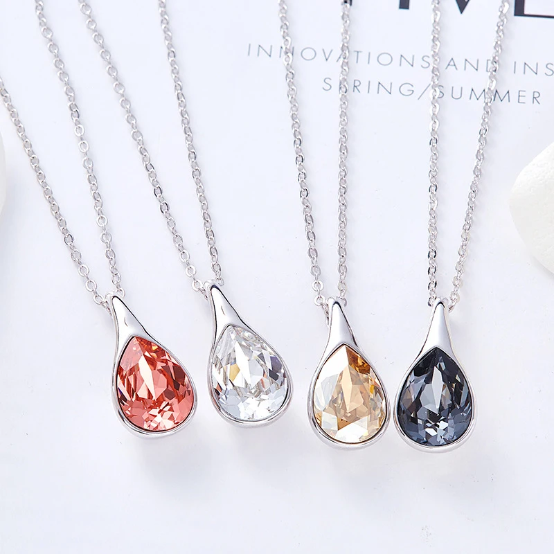 Malanda Water Drop Pendant Necklaces For Women New Fashion Crystals From Swarovski Necklace Elegant Wedding Party Jewelry Gift