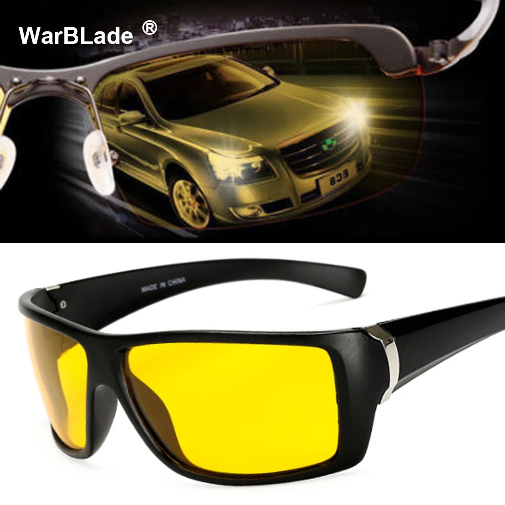 

High Quality Yellow Night Vision For Male Night Driving Polarized Sunglasses Square Mens Driver Safety Eyewears Cloudy Fog Day