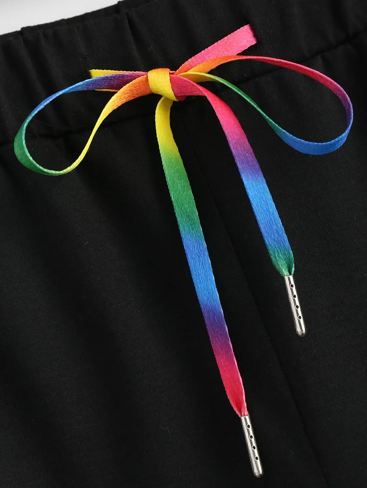 AZULINA красочные Drawstring Радуга ленты отделкой шорты женские черные в полоску