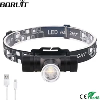 boruit 1189a t6 led 1000lm headlight 3 mode zoom headlamp usb charger 18650 battery head torch for camping hnting