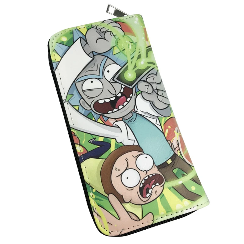 Лидер продаж, Длинный кошелек Rick And Morty с рисунком из мультфильма, зеленый цвет, кошелек для женщин, чехол для телефона с держателем для карт, карман на молнии