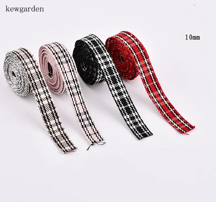

Kewgarden 10mm 1cm Stripe Satin Ribbons Soft Cotton Riband Handmade Tape DIY Bowknot Accessories 12m/lot