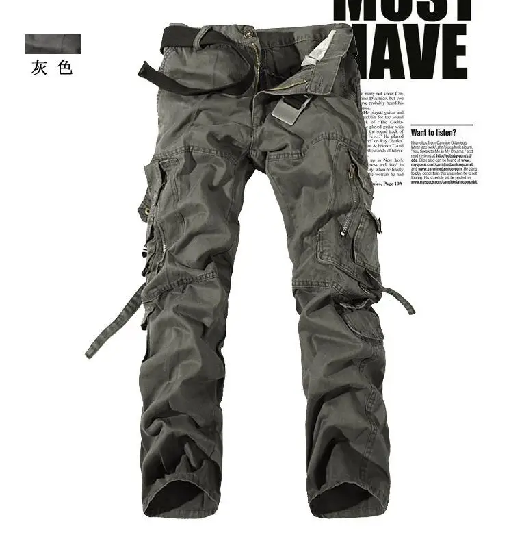 Mens Military Army Camouflage Cargo Pants Plus Size Multi-pocket Overalls Casual Baggy Trousers Male Tactical | Мужская одежда