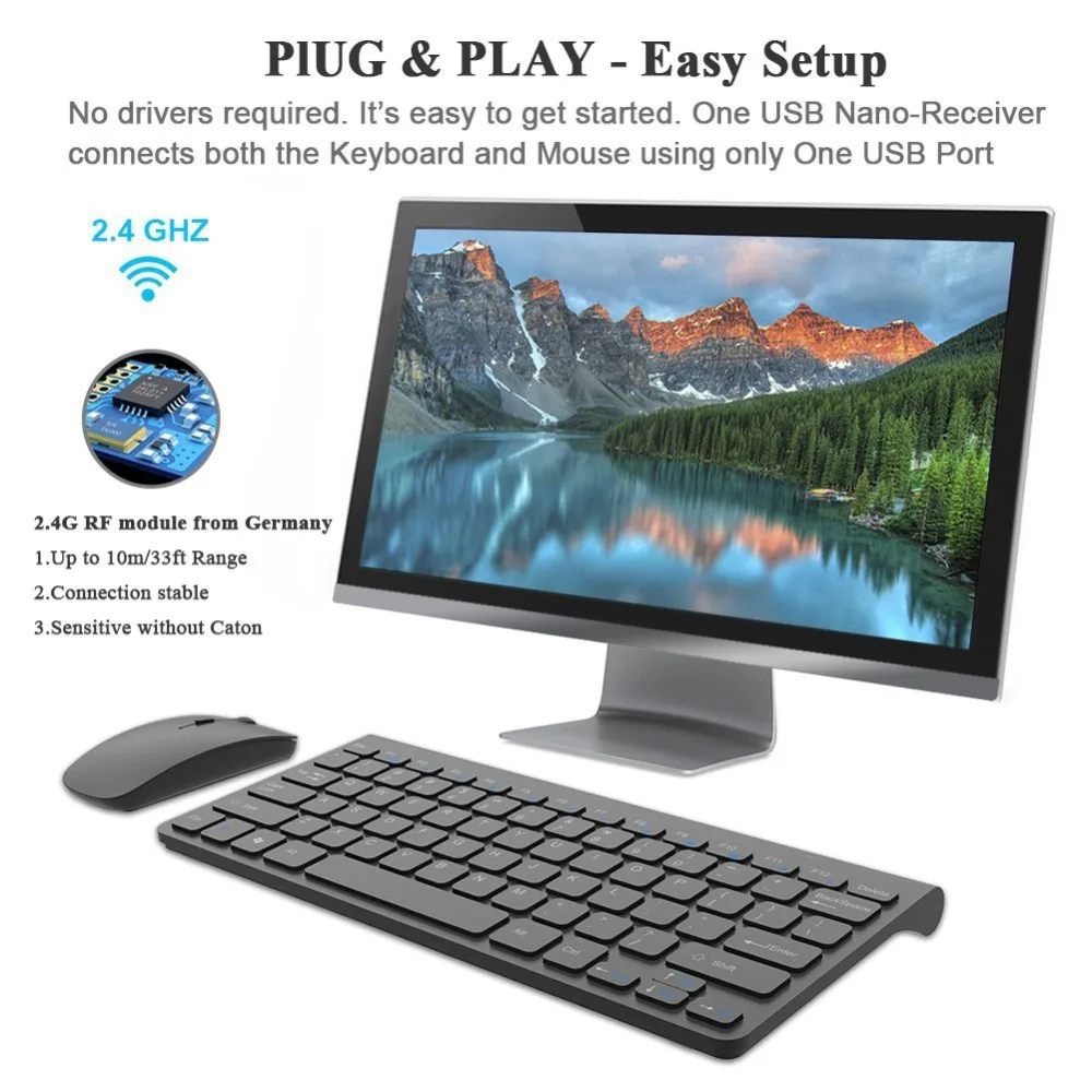 AVATTO Slim 1 USB приемник управления 2 4 ГГц беспроводная мини клавиатура и оптическая