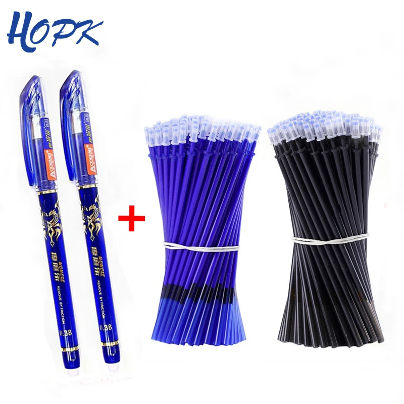53Pcs/lot 0.38mm Erasable Washable Pen Refill Rod for Handle Blue/Black Ink Gel Pen School Office Writing Supplies Stationery