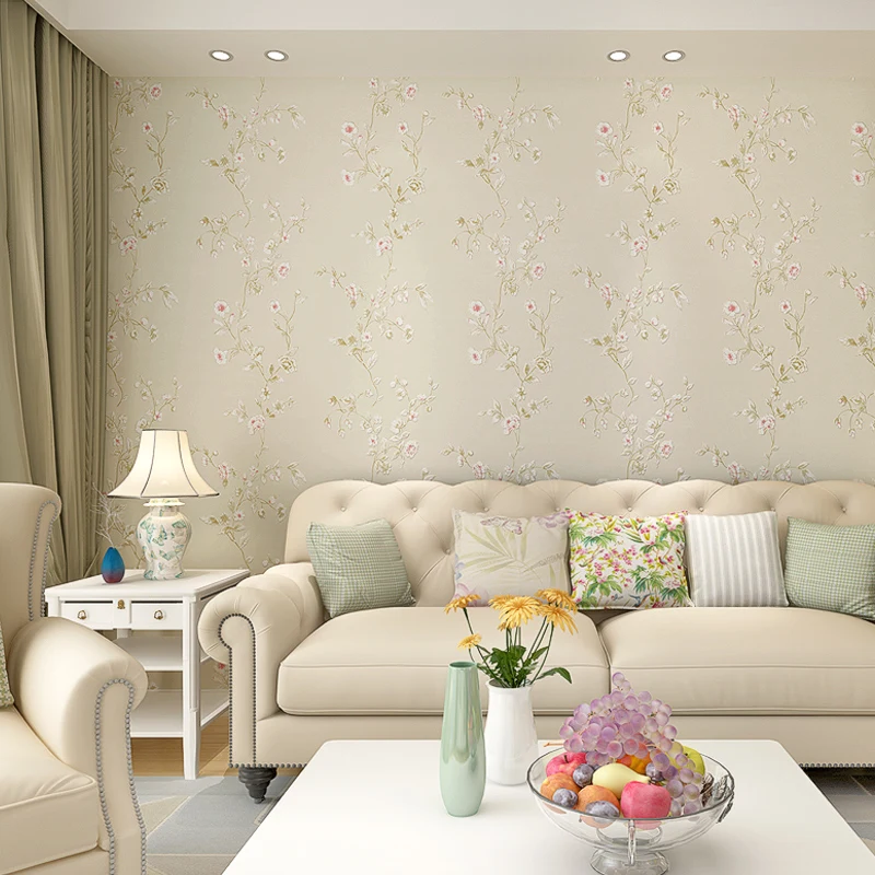New HOT Non-woven wall paper modern European-style Korean pastoral wallpaper floral fresh bedroom living room simple TV backdrop |