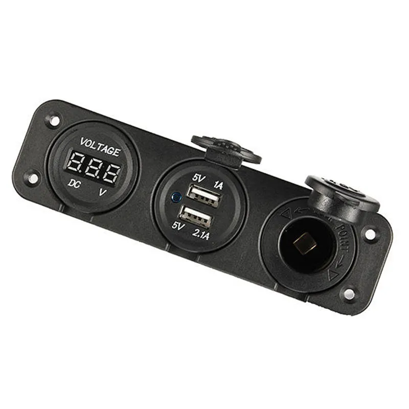 KOWELL 12 В 2 Дуэль USB порт зарядное устройство адаптер питания прикуриватель разветвитель авто мотоцикл лодка+ Цифровой вольтметр