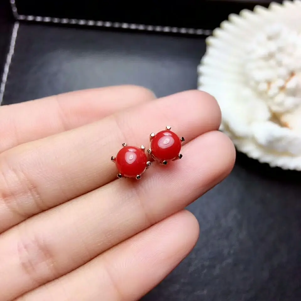 Rose gold earrings MeiBaPJ натуральные красные коралловые комплект ювелирных изделий из драгоценных камней Настоящее серебро 925 кольцо, ожерелье, серьги 3 шт. костюмы Свадебные украшения для женщин - Цвет камня: Rose gold earrings