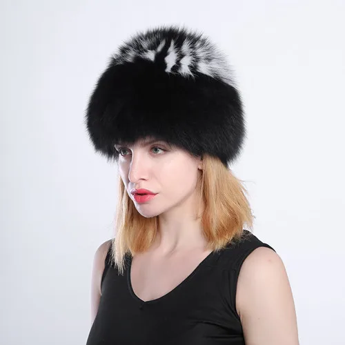 C6 Женская меховая шапка из лисы/енота/лисы для осени и зимы теплая вязаная женская шапка из лисьего меха - Цвет: C6