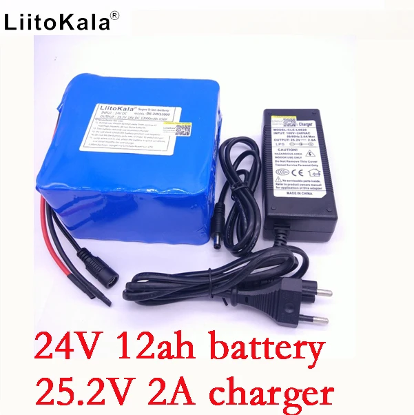Литий ионный аккумулятор LiitoKala 24 В 12 а/ч 6S6P 25 2 в 12000 мА/ч для велосипедов 350 Вт мотор