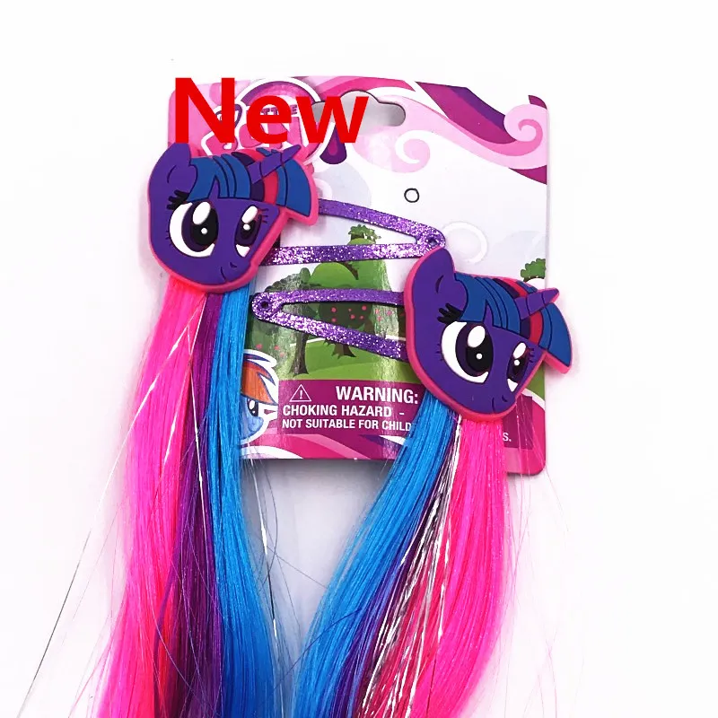 Purple 2 шт. детские заколки My Little Poni horse Единорог мультяшная заколка для волос с длинными волосами коса заколка для волос Детские аксессуары для волос - Color: Purple