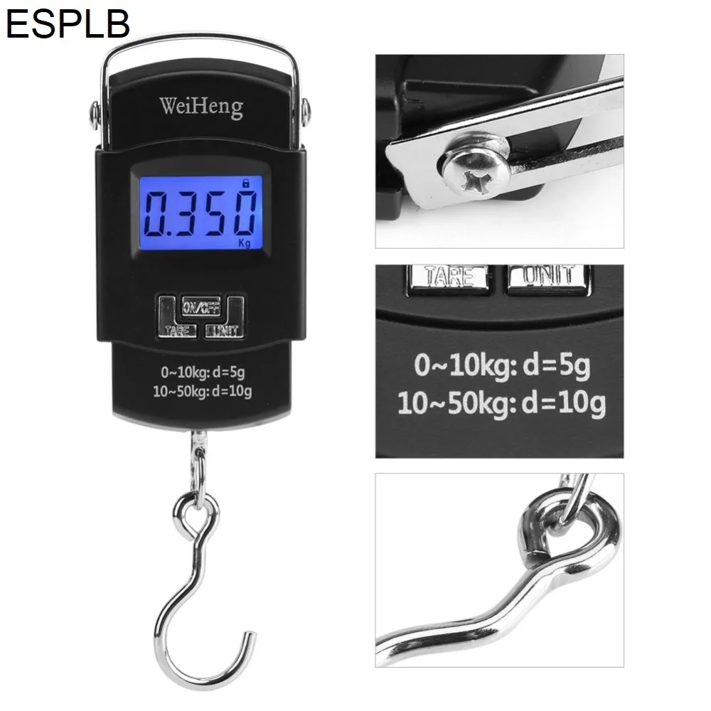 ESPLB 50 кг/10 г ЖК цифровые подвесные весы электронные мини карманные рыболовные