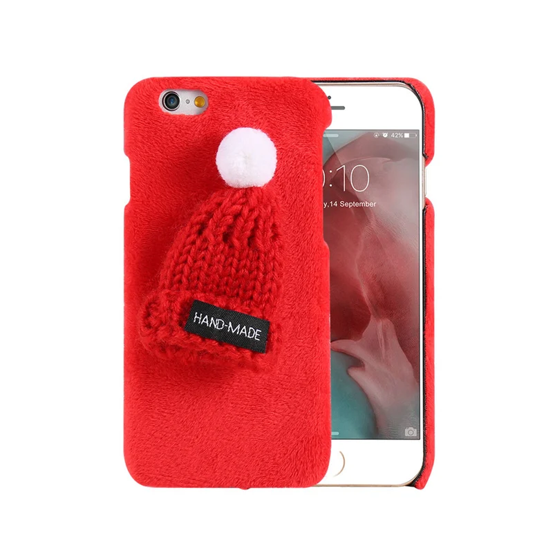 Red hat KISSCASE прекрасный Мех Чехол для iPhone 5 5S SE 3D шляпа Жесткий Чехол для iPhone 7 8 6 6S плюс 7 Новогодние товары случае теплые зимние Интимные аксессуары чехол на айфон 6 5s 5 se 7 8 чехлы на айфон 6 6s 7 5s 5 se 8 - Цвет: Red hat