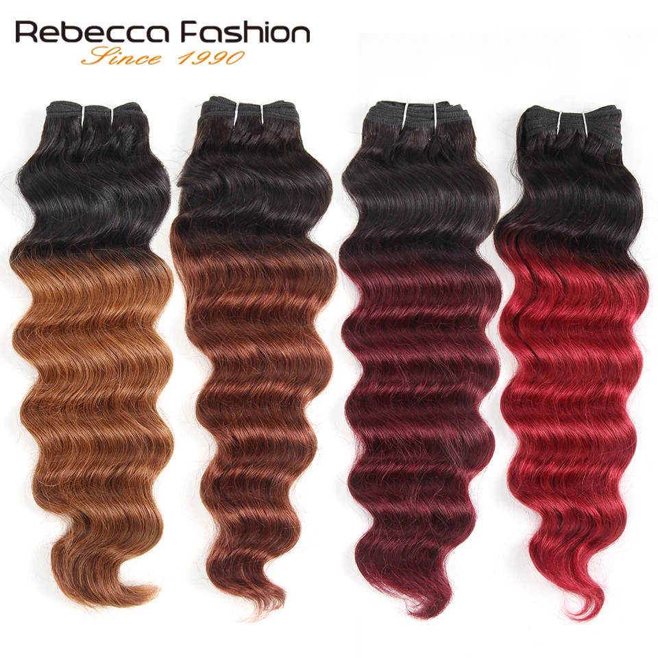 Ребекка 113 г Человеческие волосы Remy глубокая волна бразильские Омбре черные