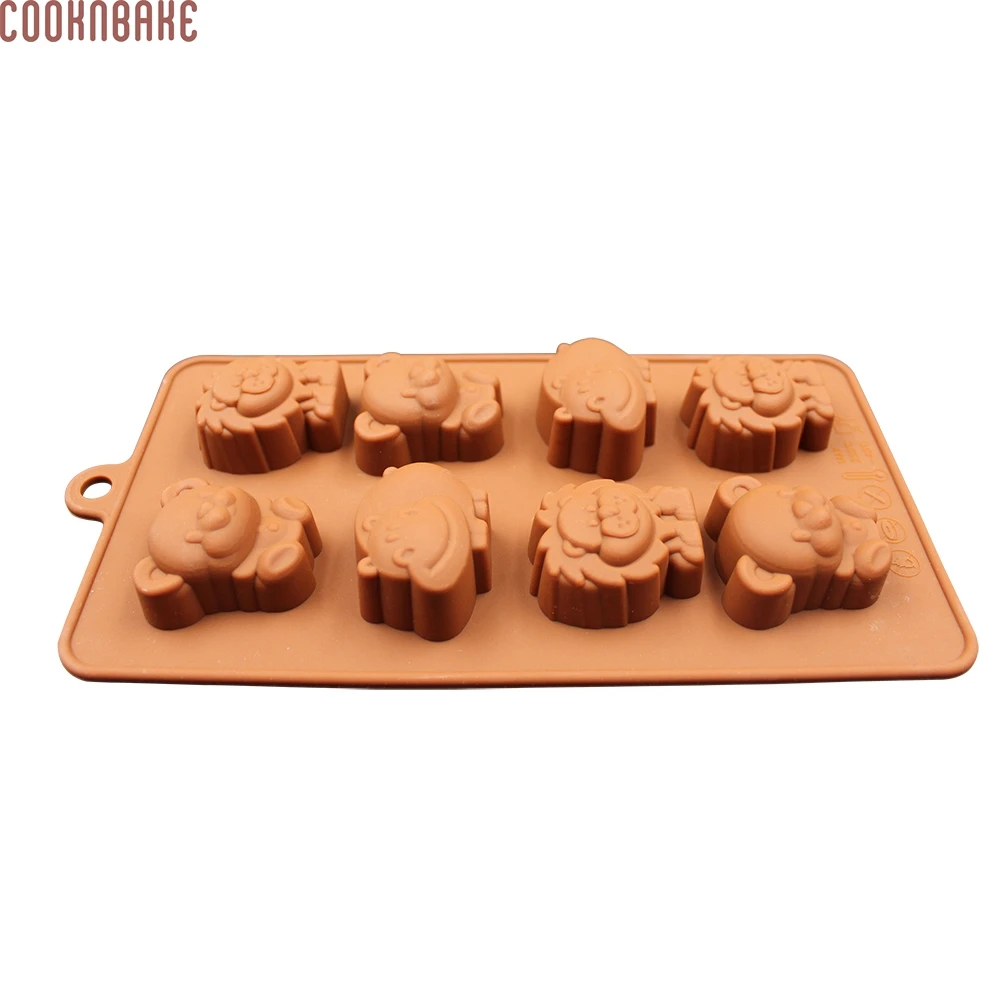 COOKNBAKE DIY печенье конфеты инструменты силиконовые формы 8 животных формочка для шоколада льва бегемота медведь формы для печения SICM-008-18