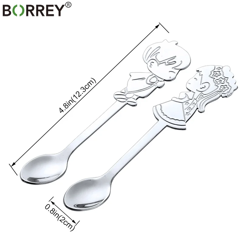 BORREY 2 шт./лот ложка из нержавеющей стали кофейная чайная совок Металлический Мини