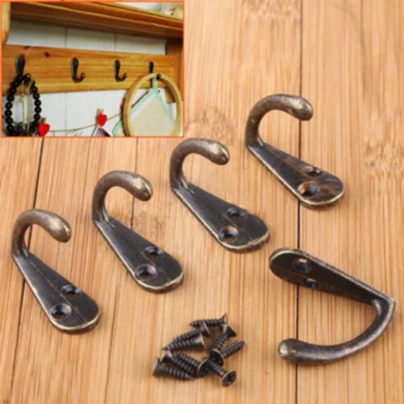 10pcs Wall Door Alloy Metal Hooks Hanger For Key Clothe Coat Hat Bag W/ Screw | Дом и сад