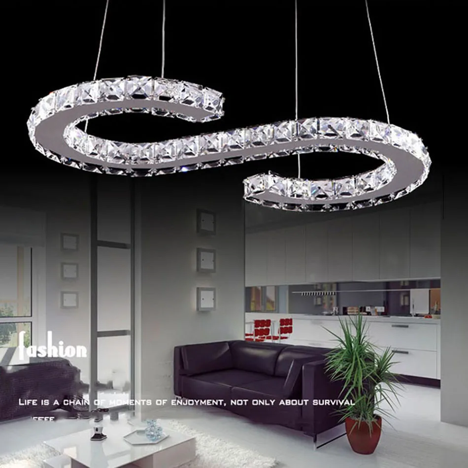 Dimmable Crystal S дизайн светодиодный подвесной светильник из нержавеющей стали подвесной светильник L60cm Dia30cm современный светодиодный роскошный светильник для гостиной