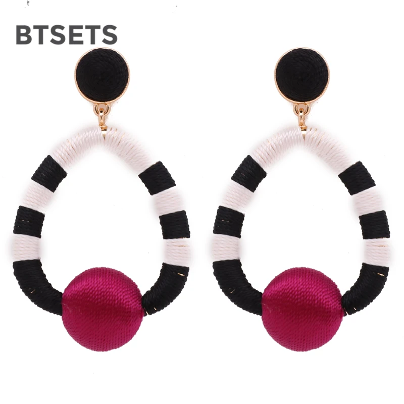 BTSETS модные серьги подвески с бахромой для женщин Bijoux круглые массивные красные