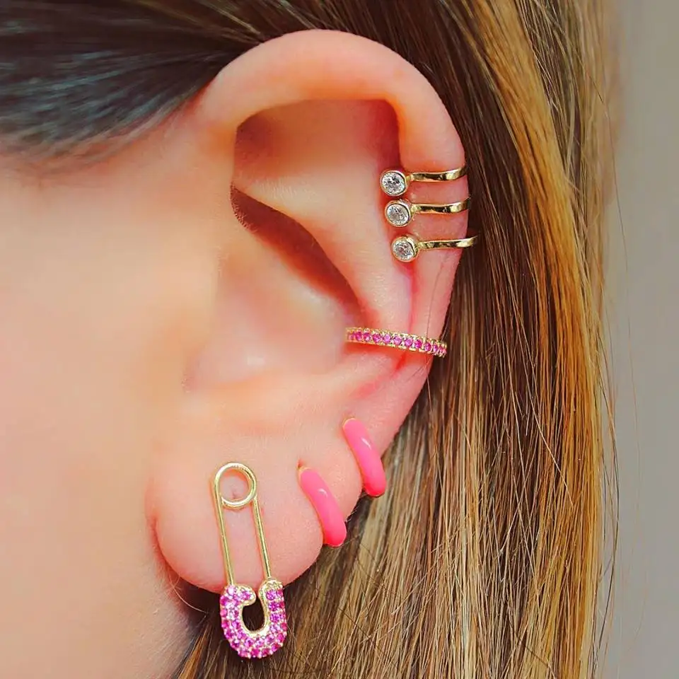 Простая Минималистичная бижутерия для женщин золотые 5 красочных фианитов