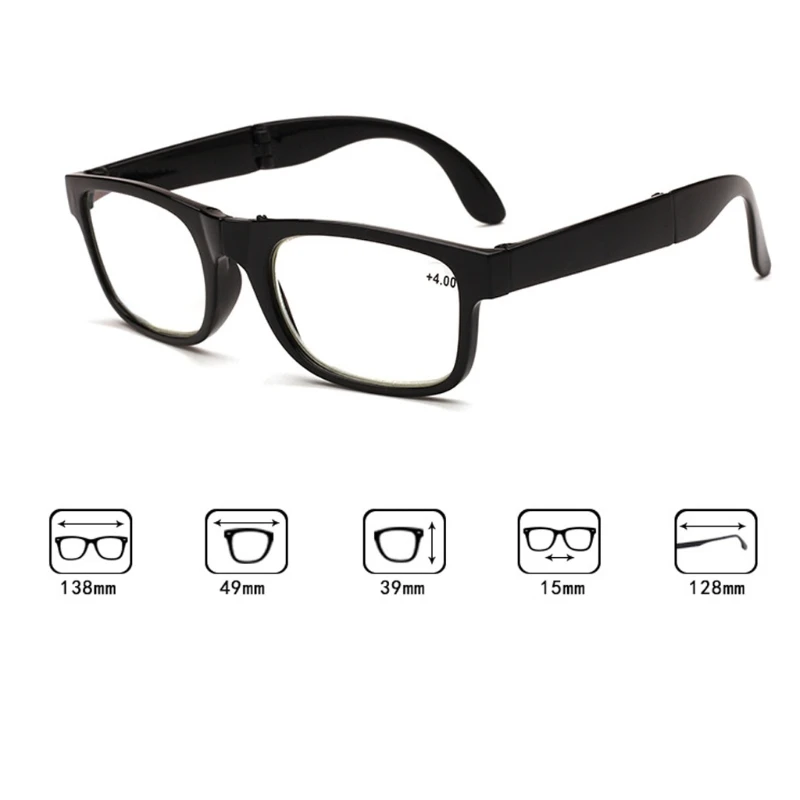 

Foldable Unisex Reading Glasses Presbyopic Eyeglasses Full Frame +1.0 To +4.0 NEW