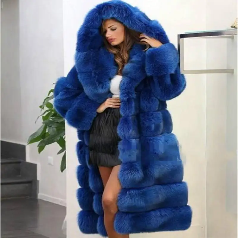 

Hooded fur coat faux fur mink coat 2020 new fashion winter hooded long section of thick warm fur coat women's leisure PL019