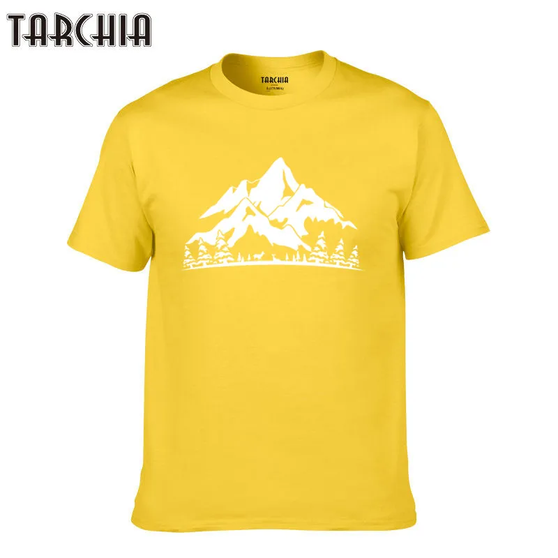 TARCHIA 2021 New Fashion Tee Shirts Man Clothes Boy Men T-Shirts Male Plus Size Short Sleeve Montain T Shirt Homme Summer | Мужская