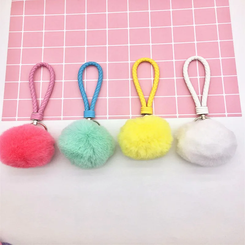 Модный брелок HC 8 см из натурального кроличьего меха|fluffy keychain|key chain ringbag keychain |