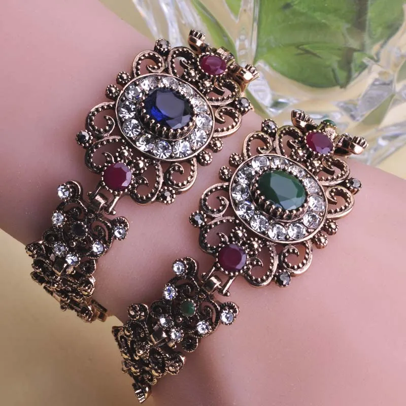 Новые полые цветок скульптуры Любовь Браслет Bangles античное золото Смола Браслеты Bijoux Женщины турецкий