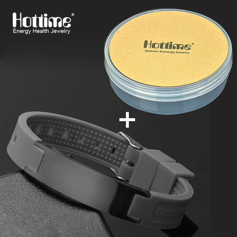 Gray And Box Hottime 4 в 1 Био Элементы кремния энергии спортивный браслет Многоцветный Мощность полосы баланс Нержавеющая сталь металла Браслеты - Окраска металла: Gray And Box