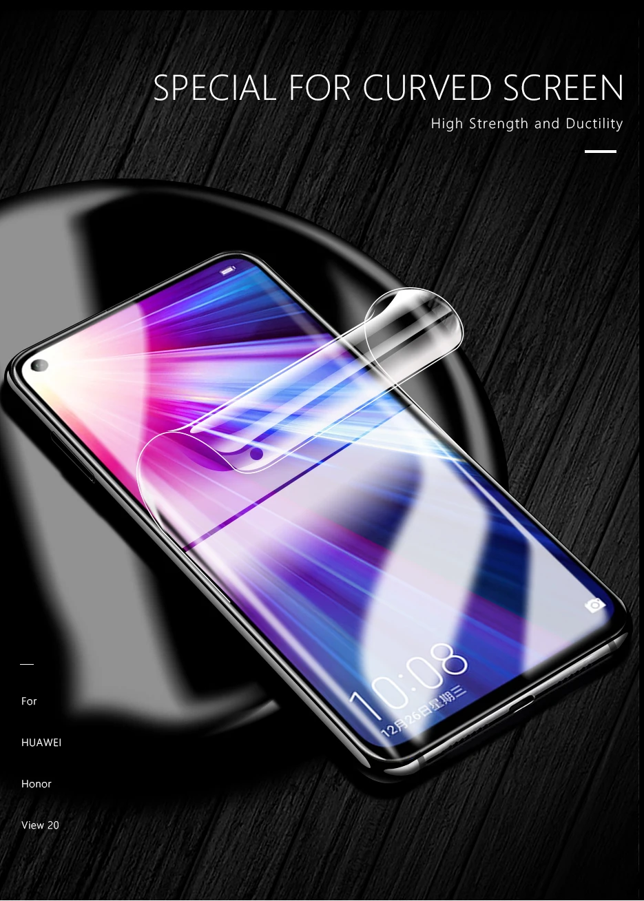 CHYI 3D изогнутая пленка для Honor View 20 Защитная пленка для экрана полное покрытие для huawei Honor V20 нано Гидрогелевая пленка не закаленное стекло