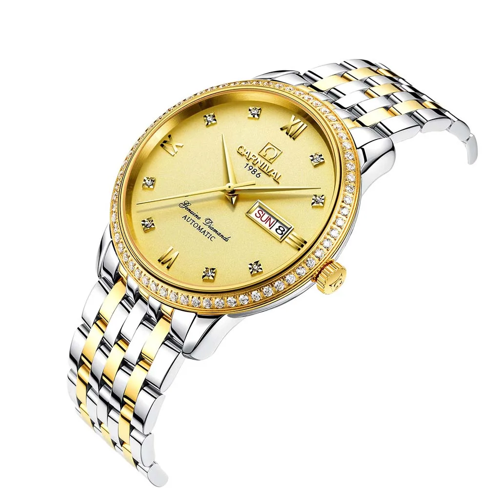 

Роскошные мужские карнавальные часы сапфир из нержавеющей стали автоматическая машина водонепроницаемые золотые часы relogio masculino