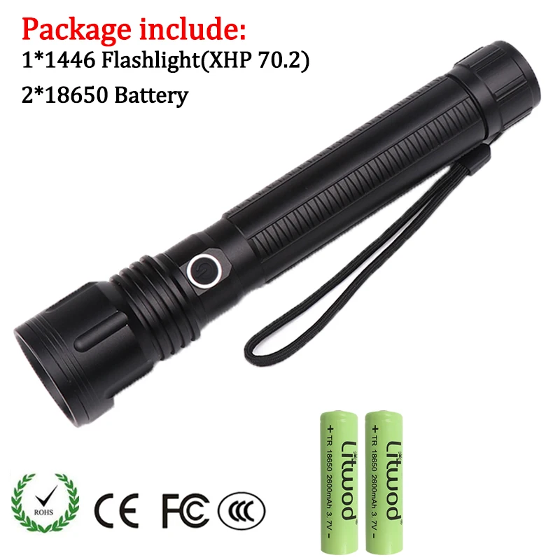 Option 2 Litwod Z90 1446 светодиодный вспышка светильник CREE XHP70.2 высокий мощный 50000LM тактический Водонепроницаемый композиций фонарь светильник 18650& 26650 Фонари - Испускаемый цвет: Option 2