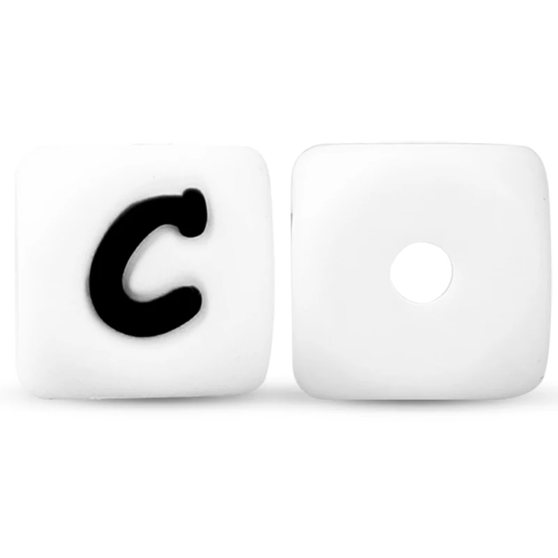 C Keep& Grow, 100 шт, 12 мм, силиконовые бусины с буквами, без бисфенола, Детские Прорезыватели, Английский алфавит, буквы, пищевое качество, Детские Прорезыватели для зубов - Цвет: C