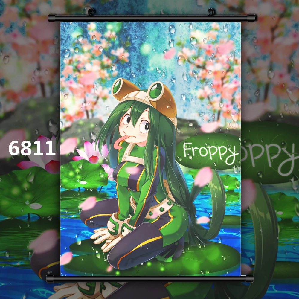 6811 Boku no My Hero Academy Asui Tsuyu Аниме Манга настенный плакат свиток B - Цвет: 6811