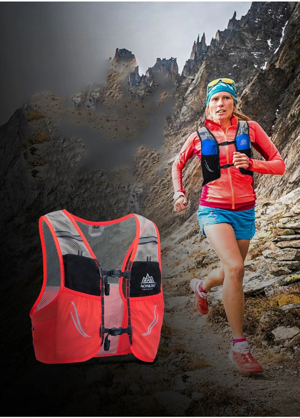 Aonijie Trail беговой жилет рюкзак 2.5L ультра беговой жилет-рюкзак против обезвоживания марафона спортивный рюкзак сумка 500 мл мягкая фляжка