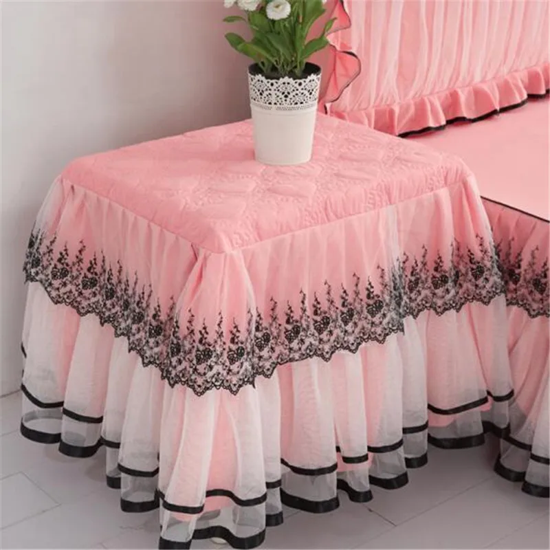 

Pure color lace tablecltoh 50x60cm decorative thickend cotton table dust cover bedside tablecloth quality lace table cover