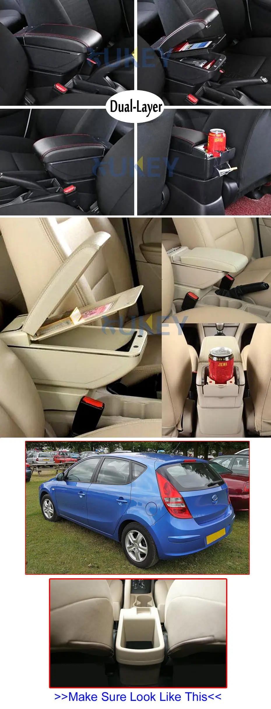 Для hyundai Elantra Touring i30 FD i30cw 2007-2011 двойной Слои подлокотник Подлокотник центральной консоли коробка для хранения кожаные 2008 2009 2010