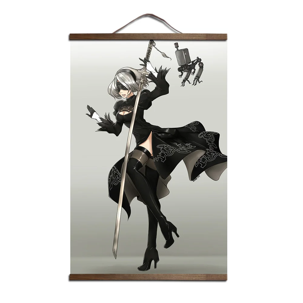 NieR: Automata игра плакат для HD Холст Плакаты украшение интерьера живопись с твердой древесины Висячие свиток-продавец - Цвет: 19