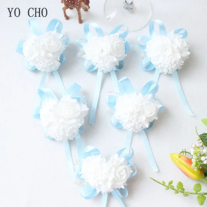 YO CHO Prom Beutiful PE розы вечерние цветы на запястье Свадебные наручные Цветы розовые подружки невесты шелковый корсаж ручной цветок для свадьбы