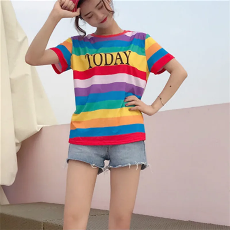Женские футболки в полоску nesloe с коротким рукавом и О вырезом модные летние
