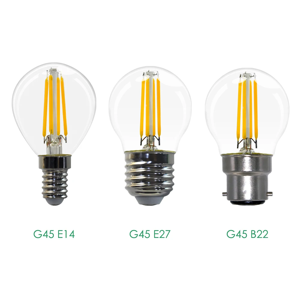 

G45 E27 Screw LED Filament Golf Ball Light Bulbs 4W 400Lm Decorative LED Small Globe Light Bulbs Warm White Lighting 8 Pcs
