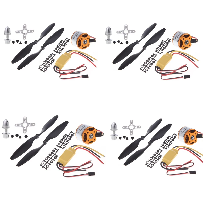 4 комплекта A2212 1000KV/2200KV бесщеточный двигатель + 30A ESC (BEC 2A/5 V) 1045 пропеллер (1 пара)