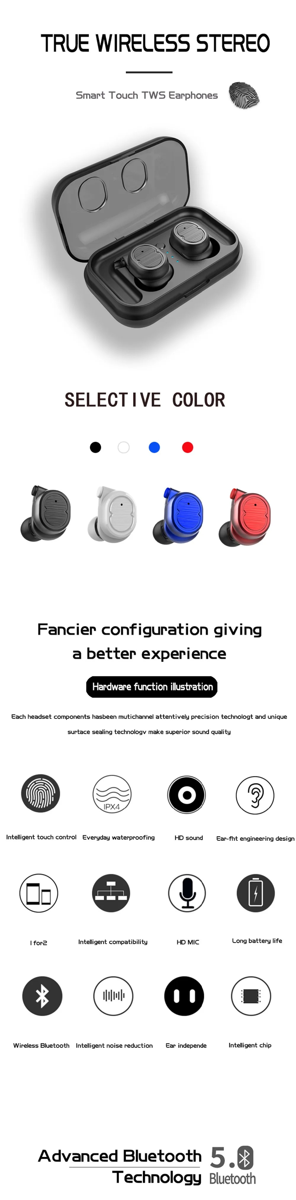 Joinrun TWS-8, беспроводные Bluetooth наушники, гарнитура, настоящие наушники, бас, Bluetooth 5,0, стерео, 3d гарнитура с зарядным устройством